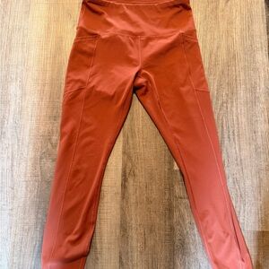 RBX Women's High-Waist Rust Red Leggings with Side Pockets
